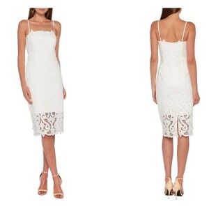 FCAE Bardot Lina Lace Sheath Dress in Ivory